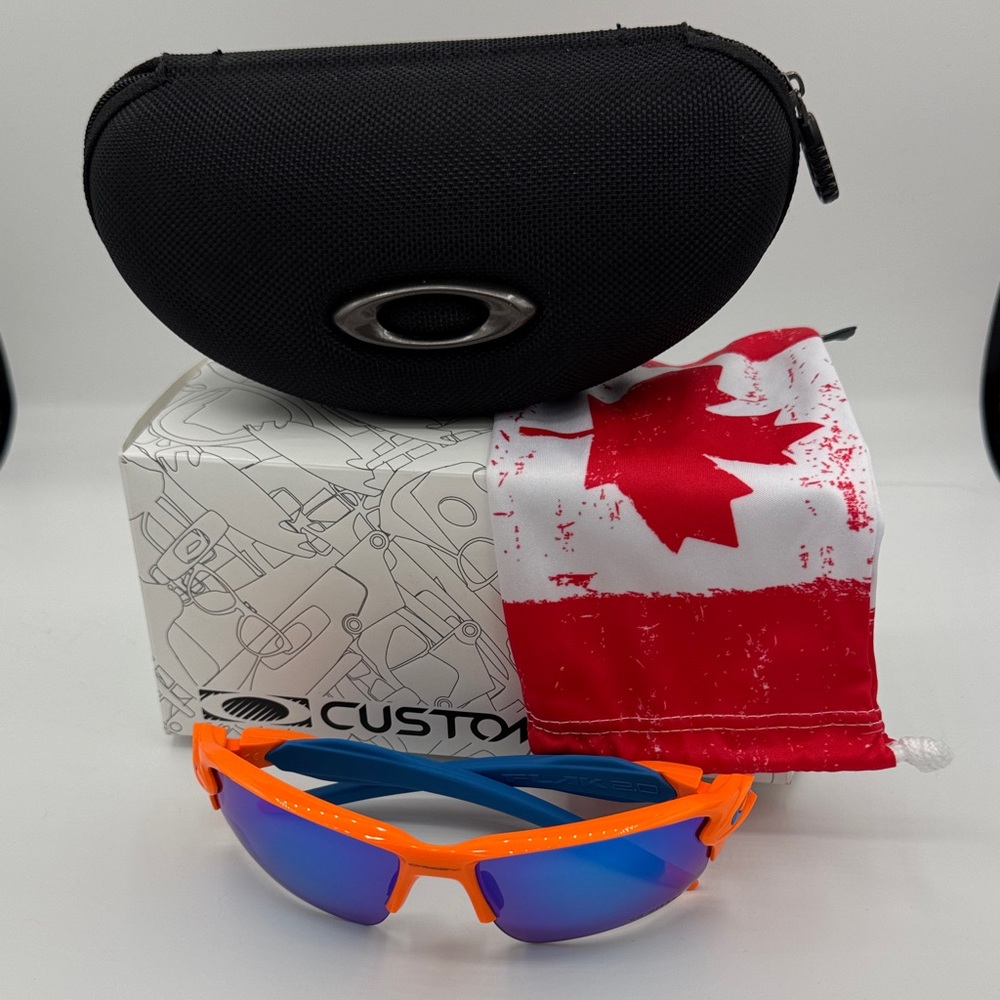 Orange Sunglasses with Blue Lenses